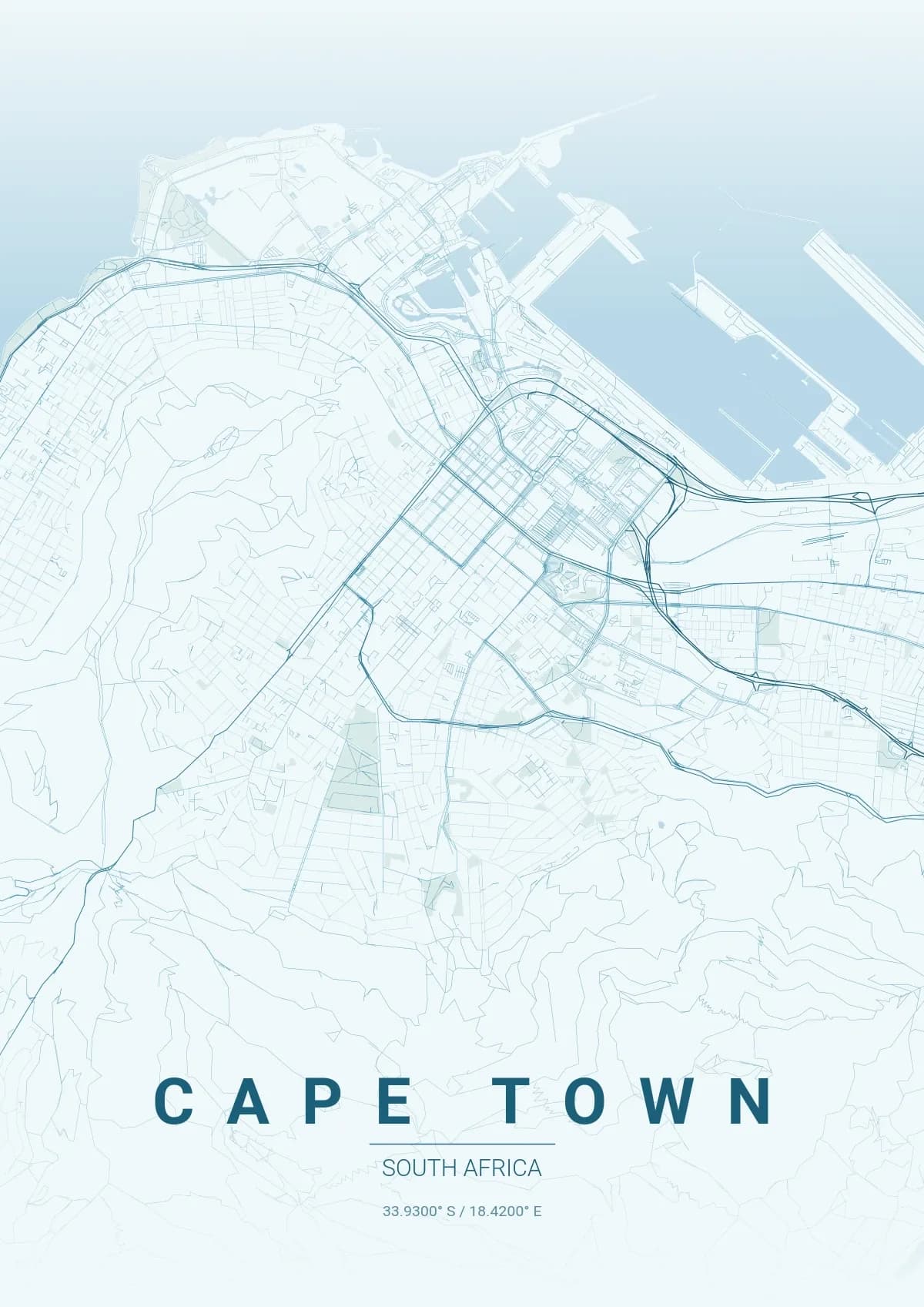 Cape Town map poster in Ocean style