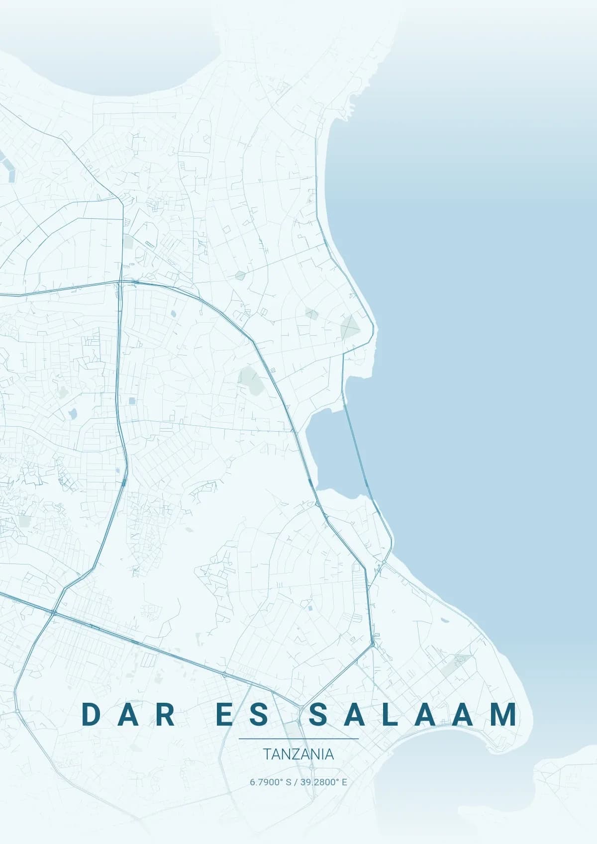 Dar es Salaam map poster in Ocean style