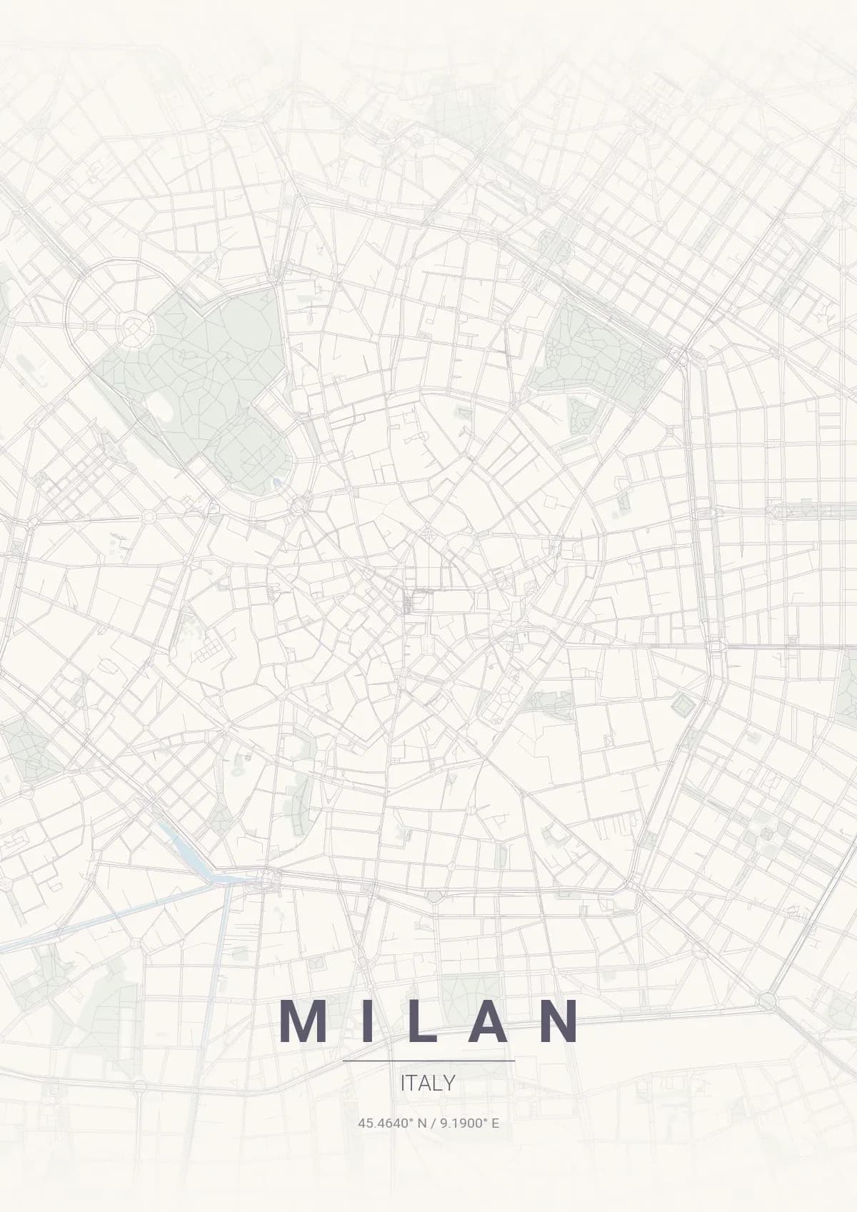 Milan map poster in Pastel Dream style