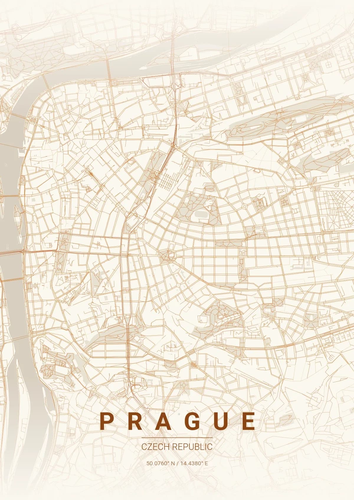 Prague map poster in Autumn style