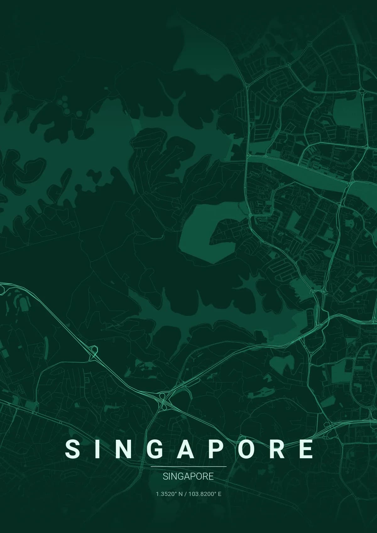 Singapore map poster in Emerald City style