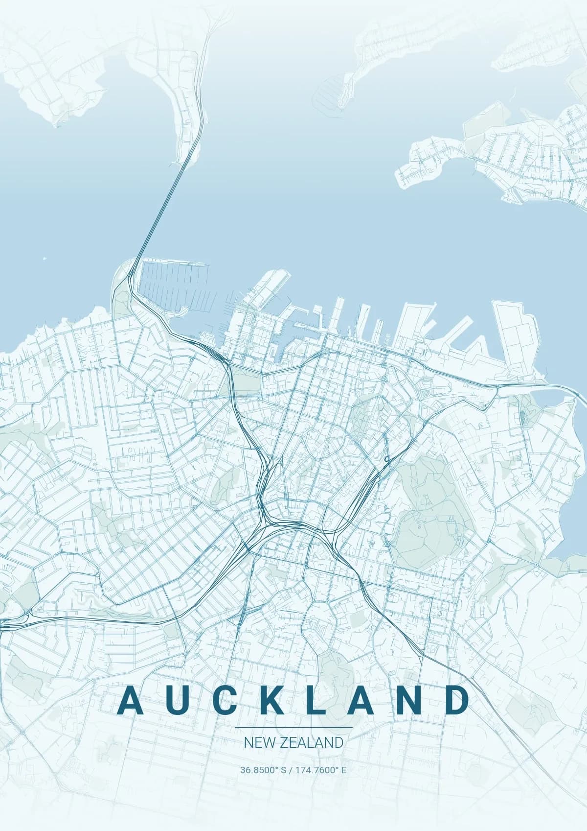 Auckland map poster in Ocean style