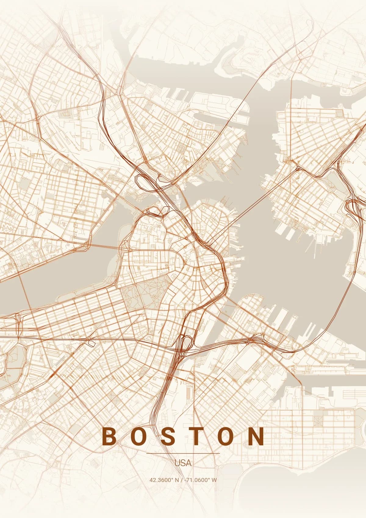 Boston map poster in Autumn style