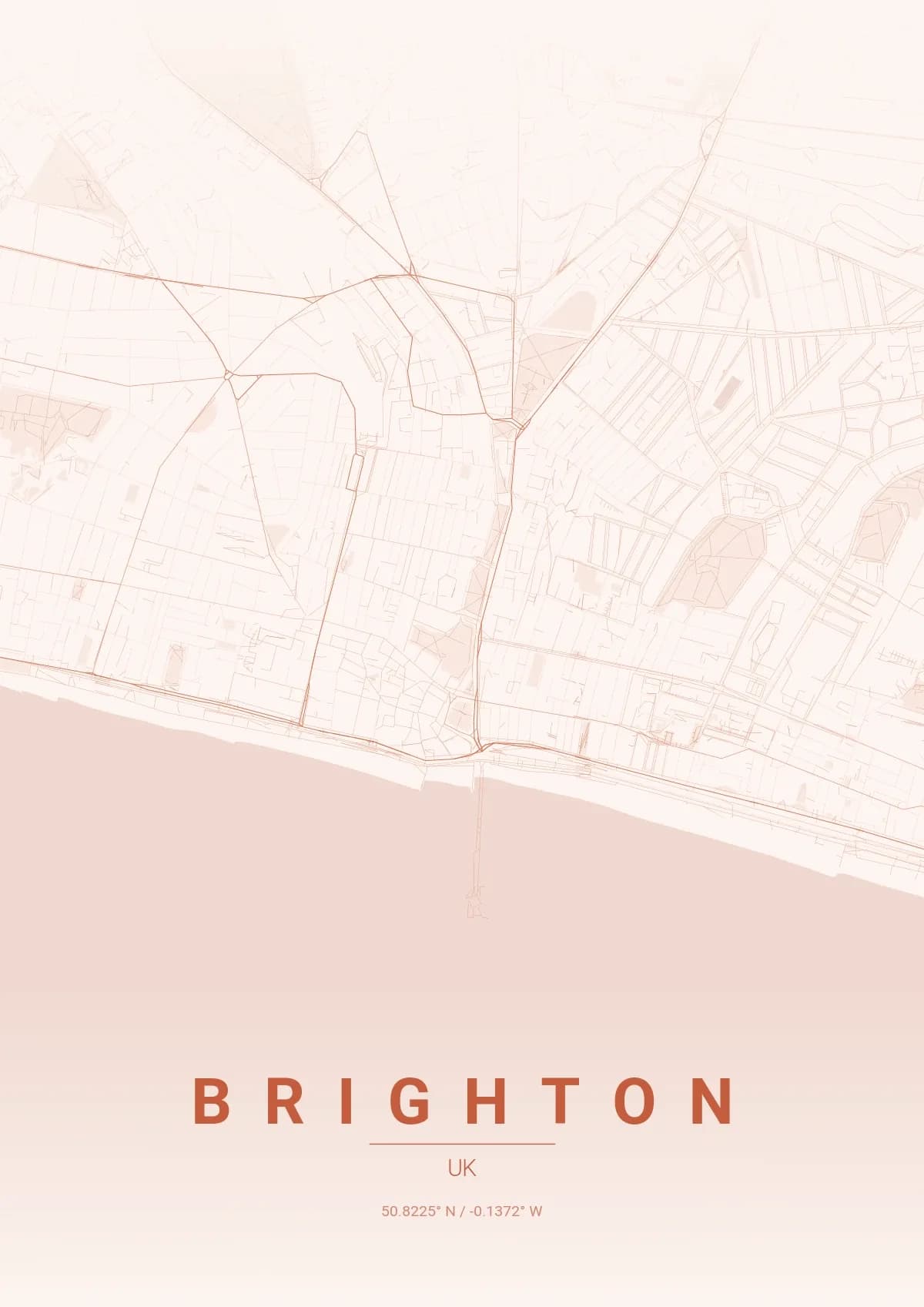 Brighton map poster in Sunset style