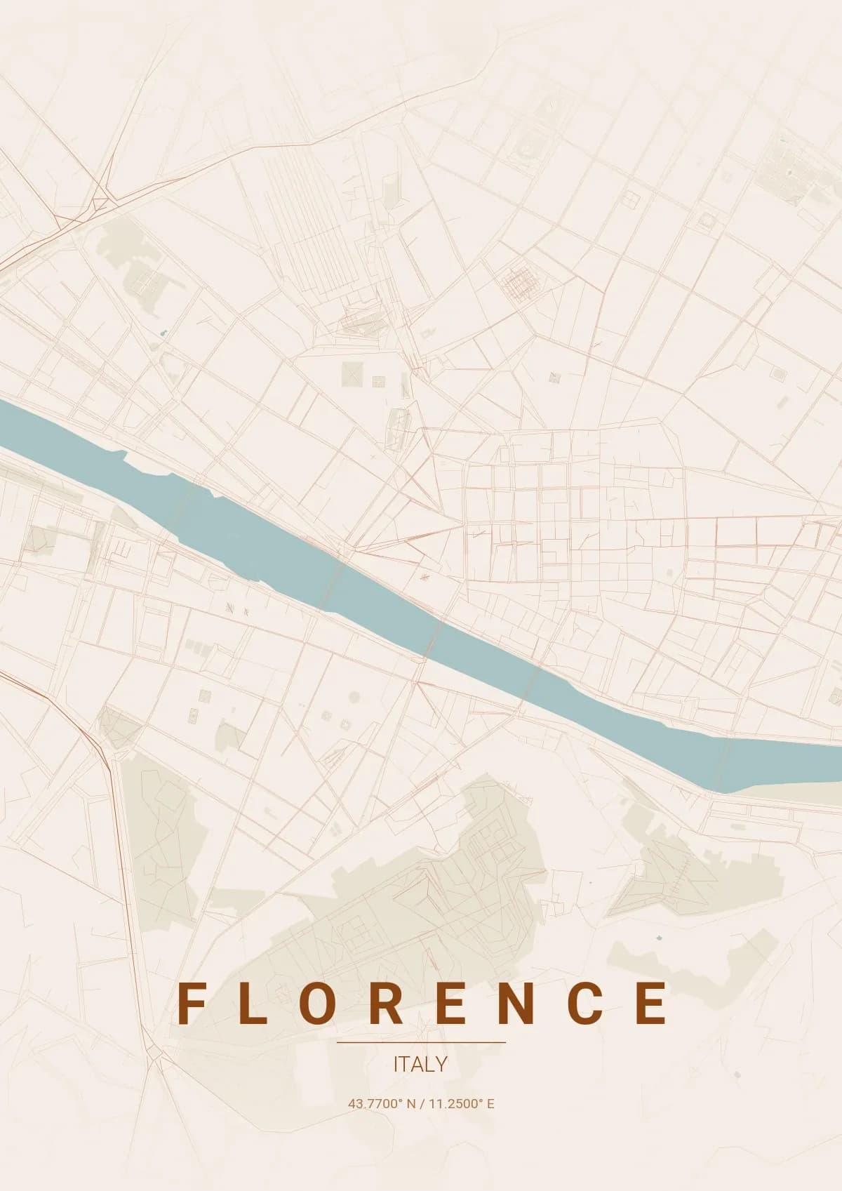 Florence map poster in Terracotta style