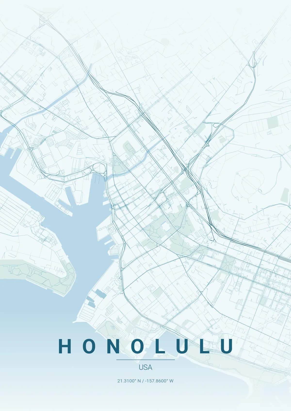 Honolulu map poster in Ocean style