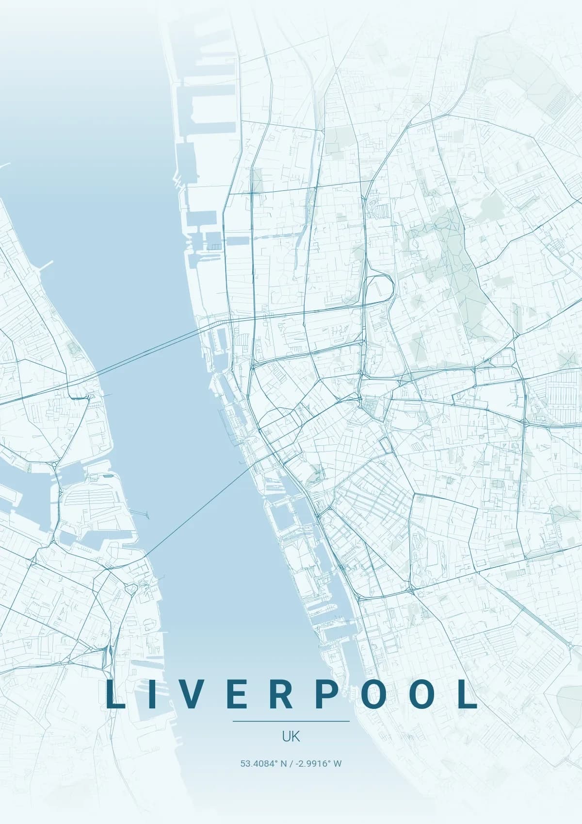 Liverpool map poster in Ocean style
