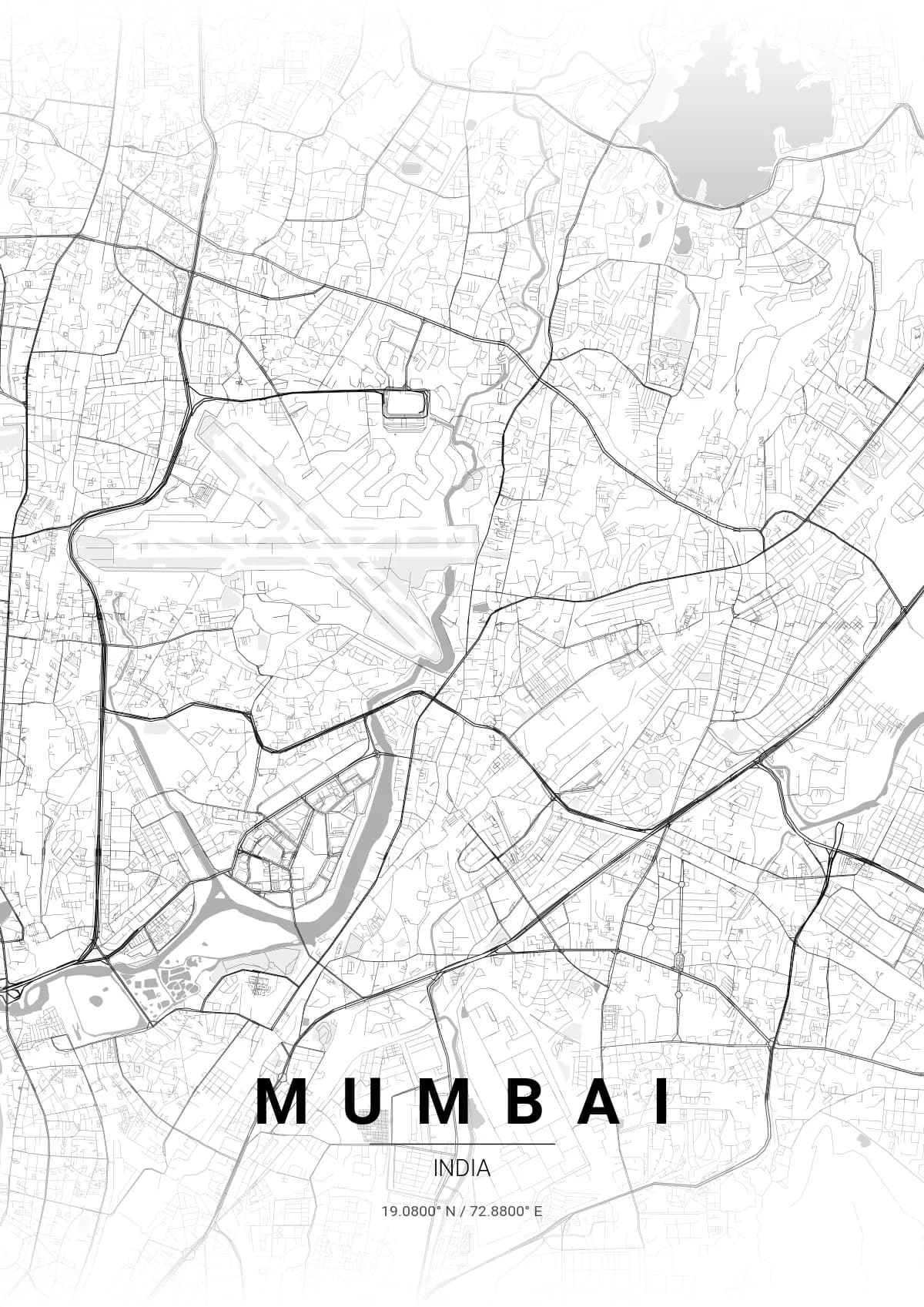 Mumbai map poster in Contrast Zones style