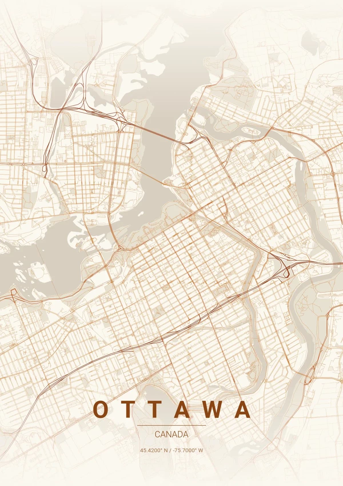 Ottawa map poster in Autumn style