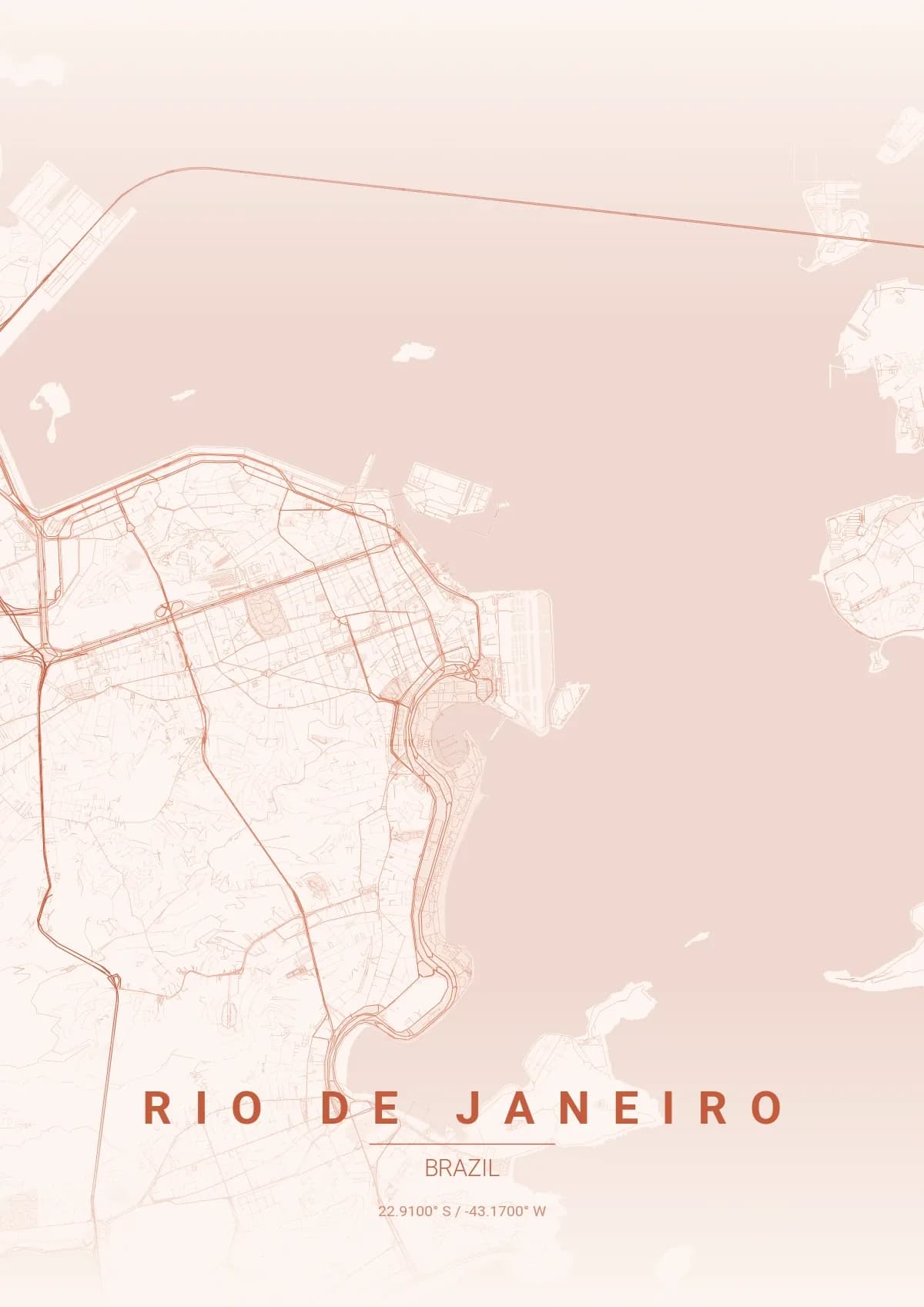 Rio de Janeiro map poster in Sunset style