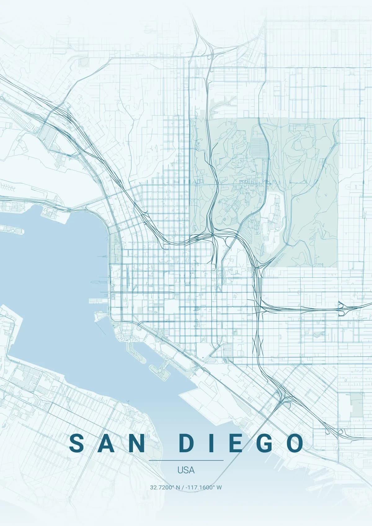 San Diego map poster in Ocean style