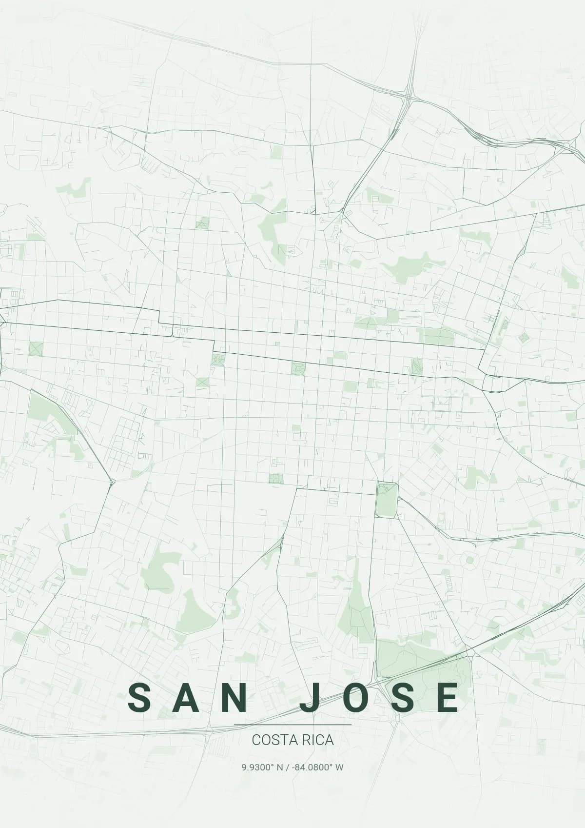 San Jose map poster in Forest style