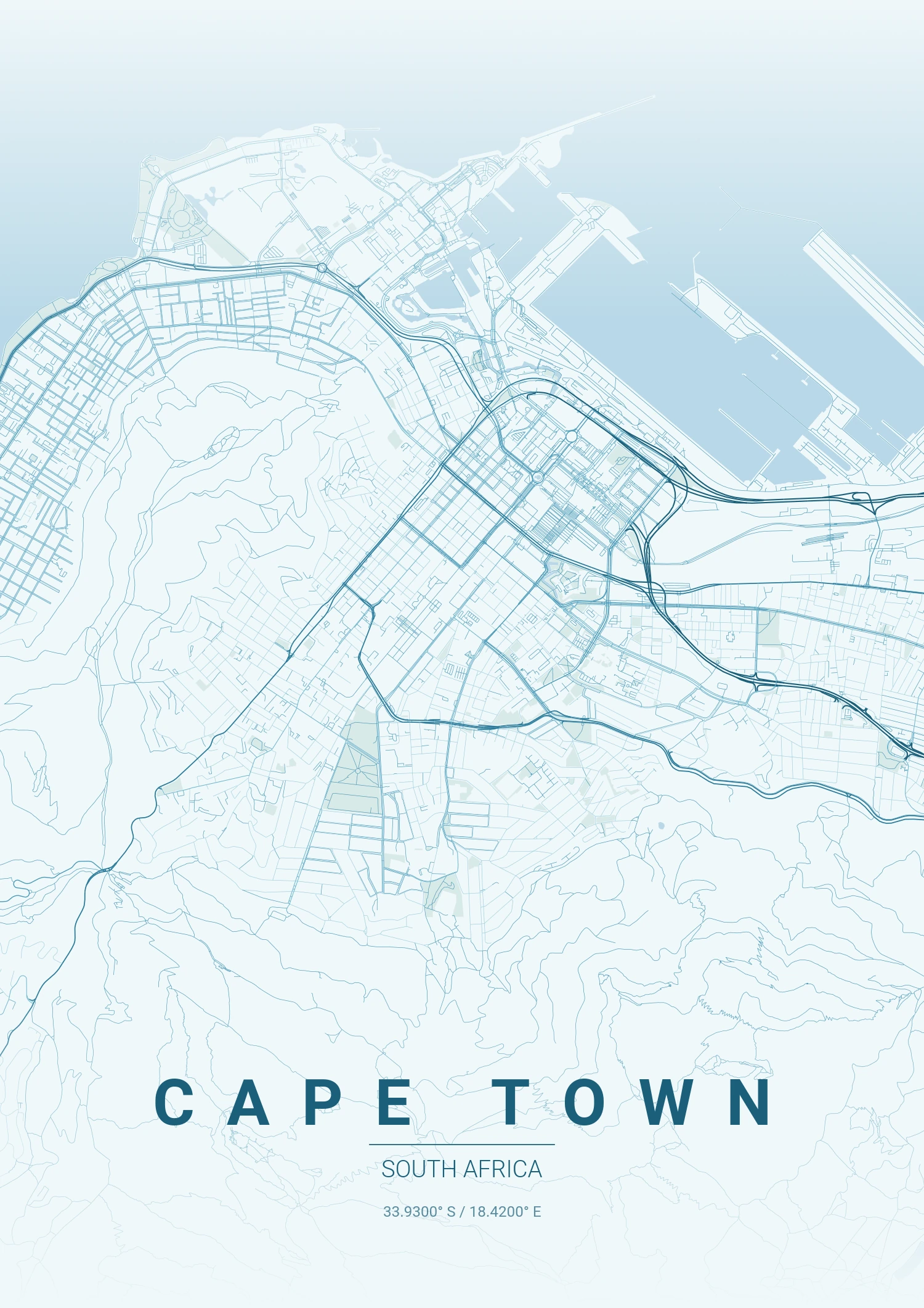 Cape Town map poster in Ocean style