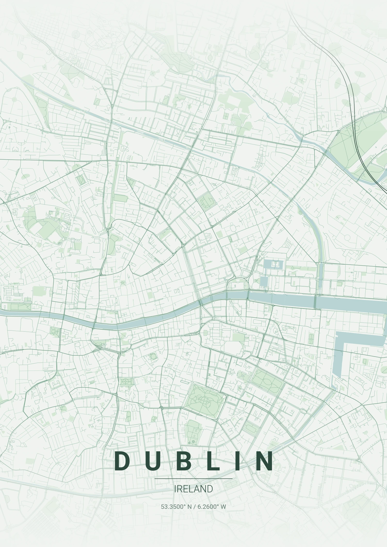 Dublin map poster in Forest style
