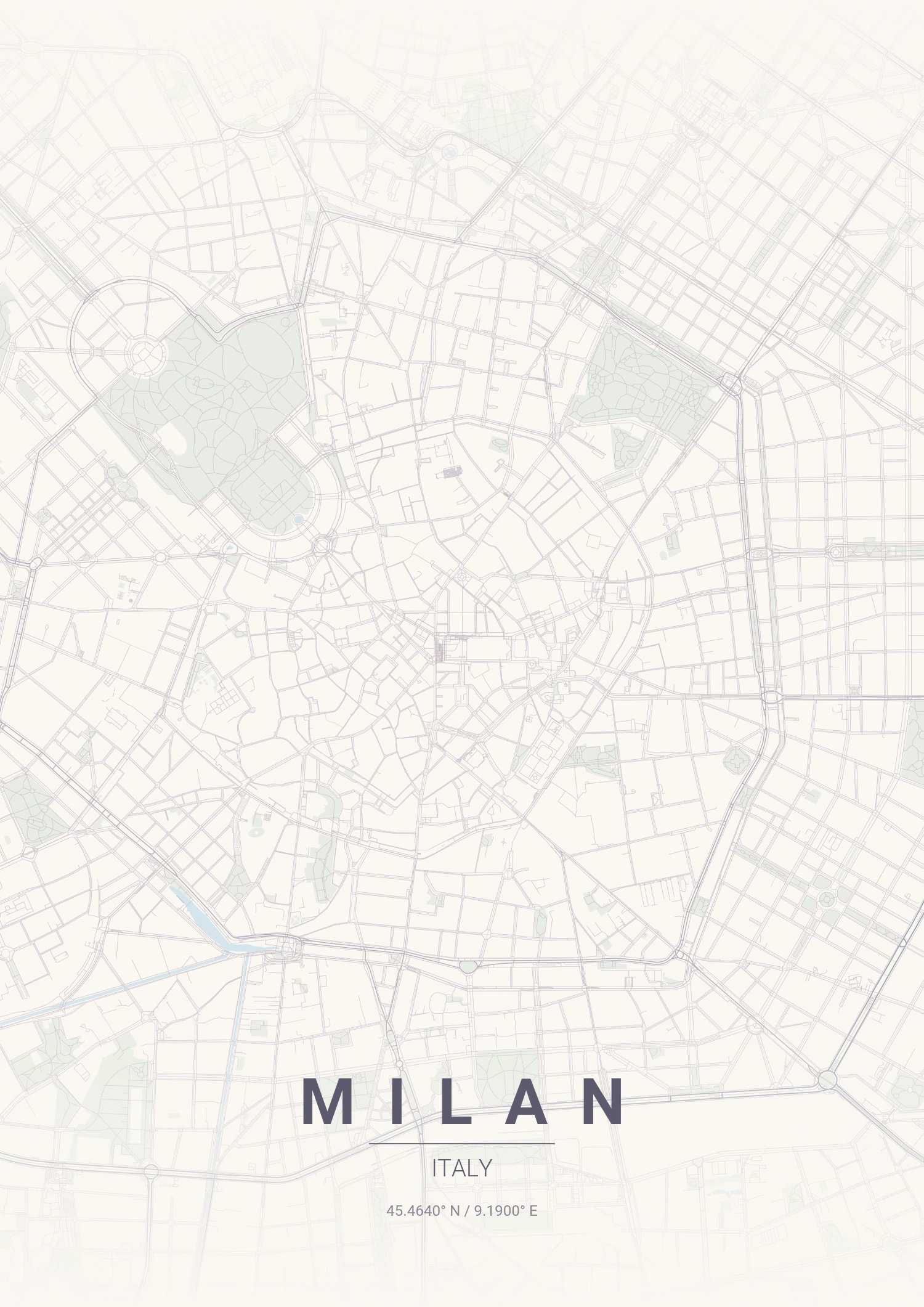 Milan map poster in Pastel Dream style