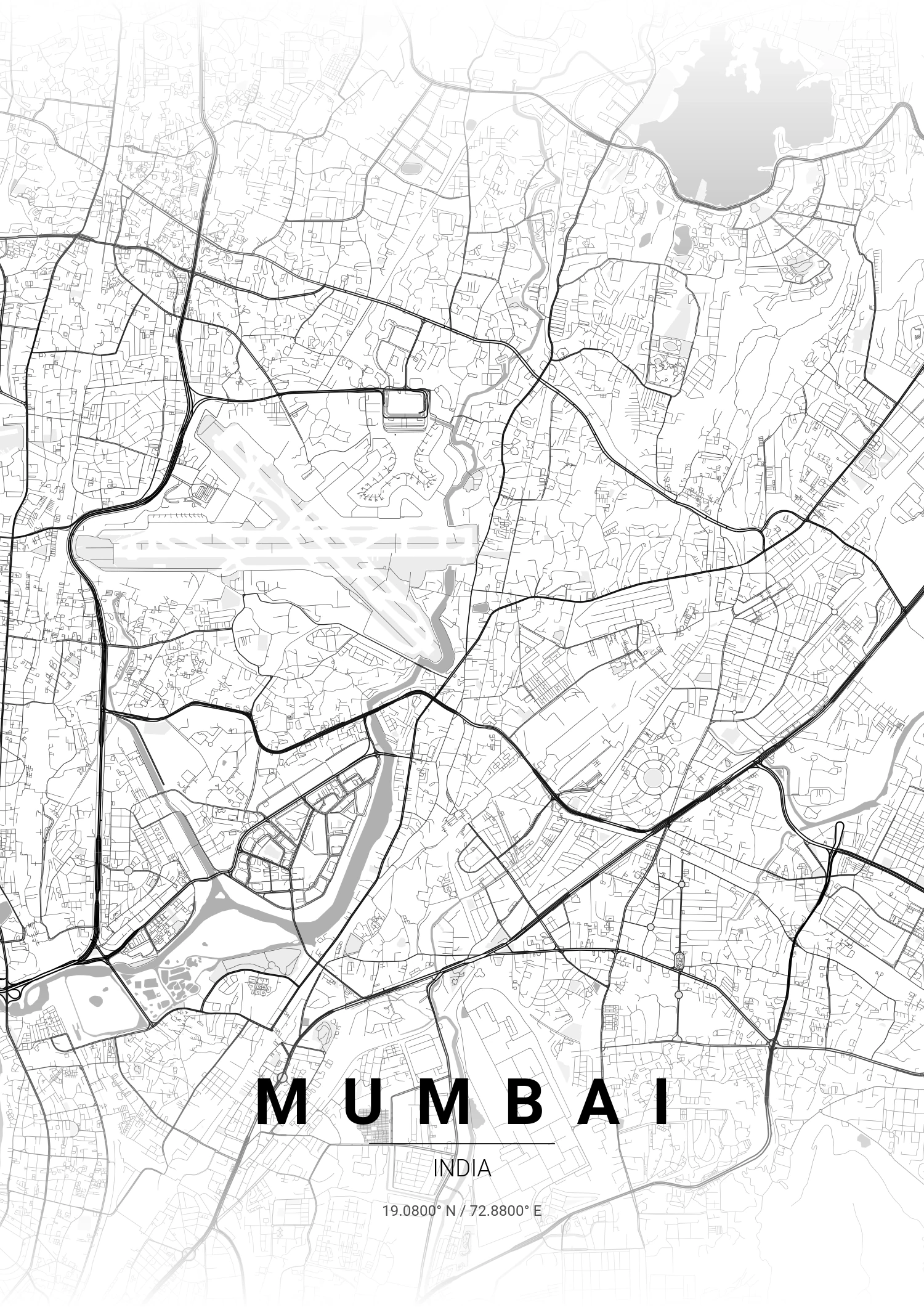Mumbai map poster in Contrast Zones style