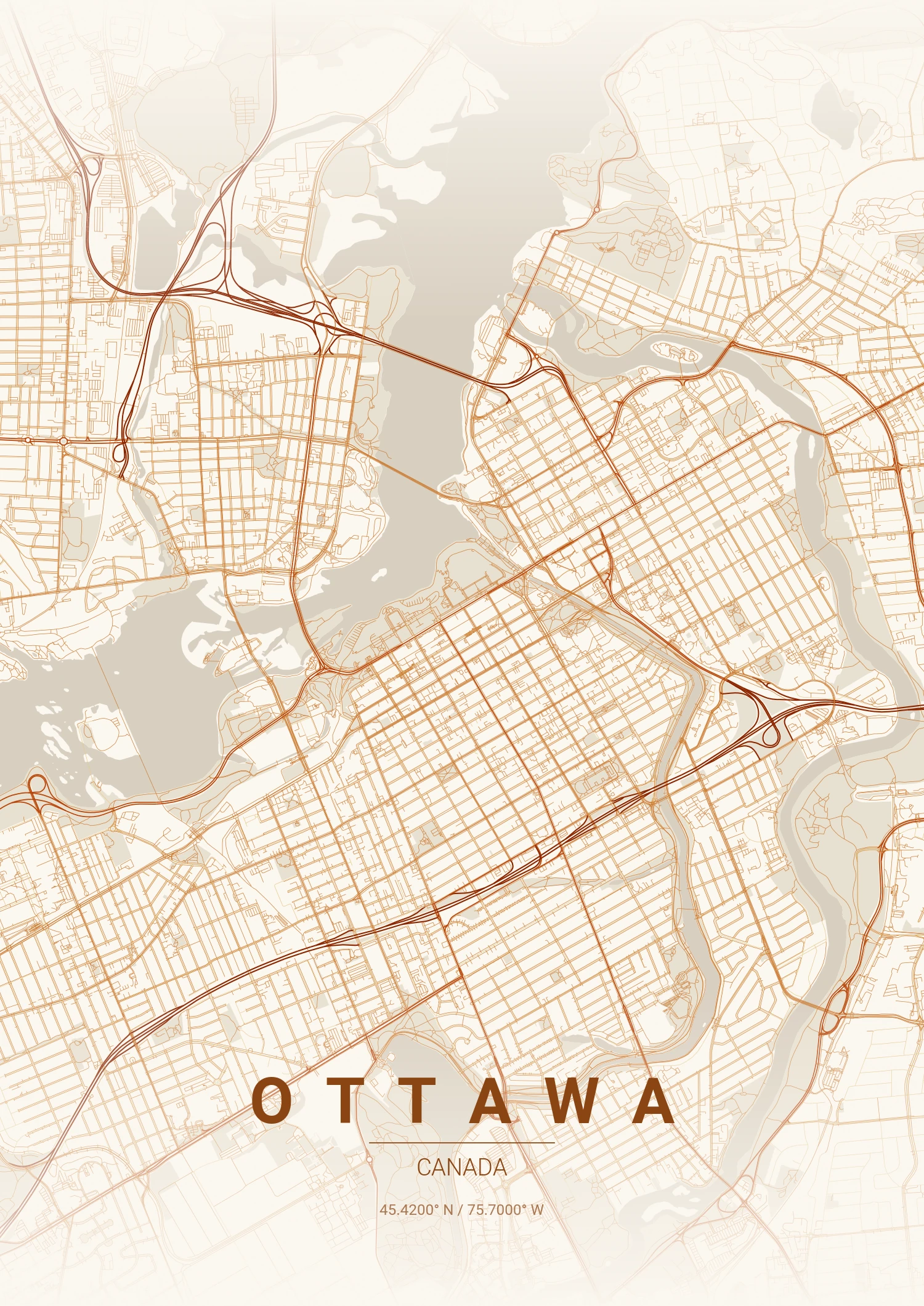 Ottawa map poster in Autumn style