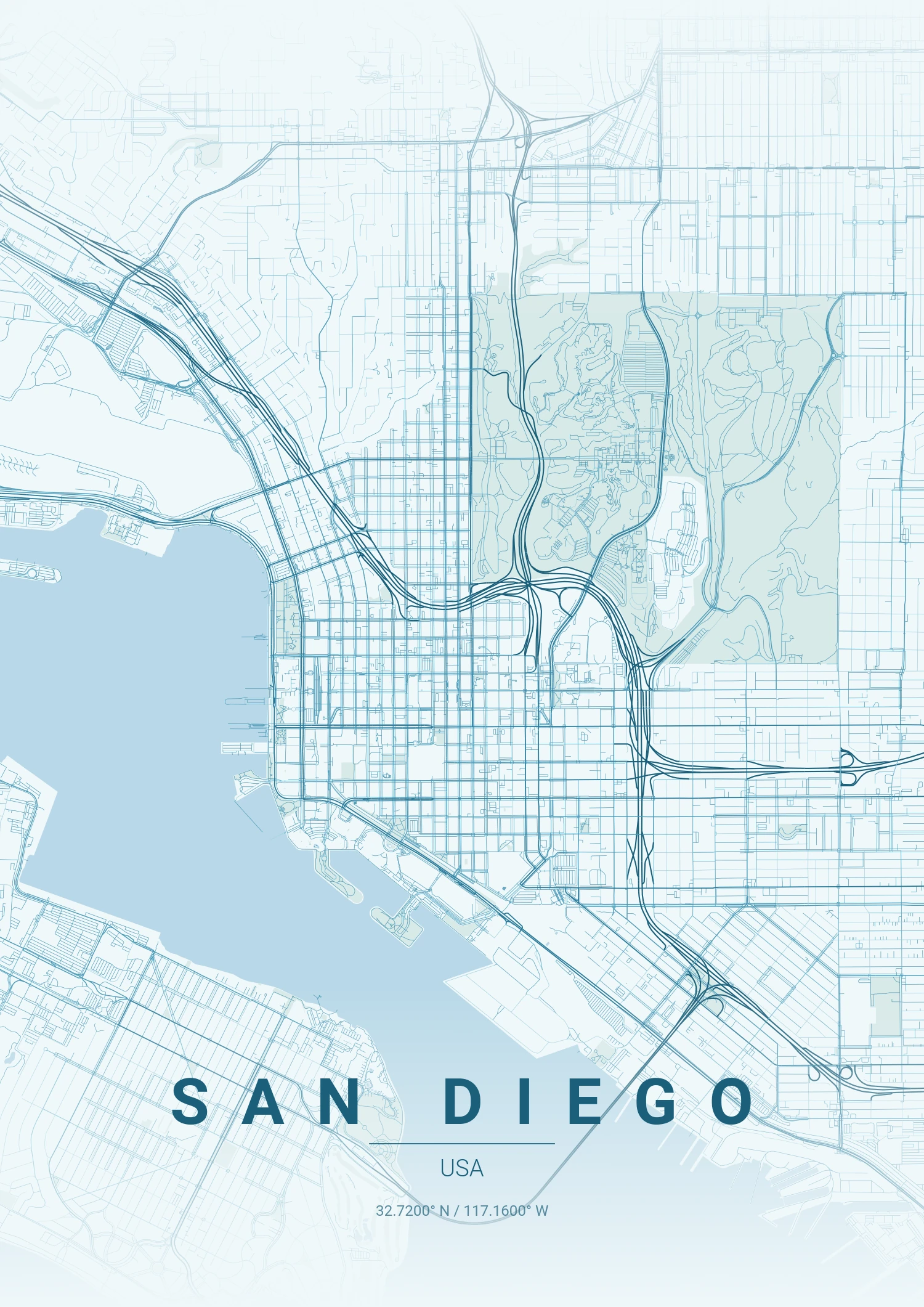 San Diego map poster in Ocean style