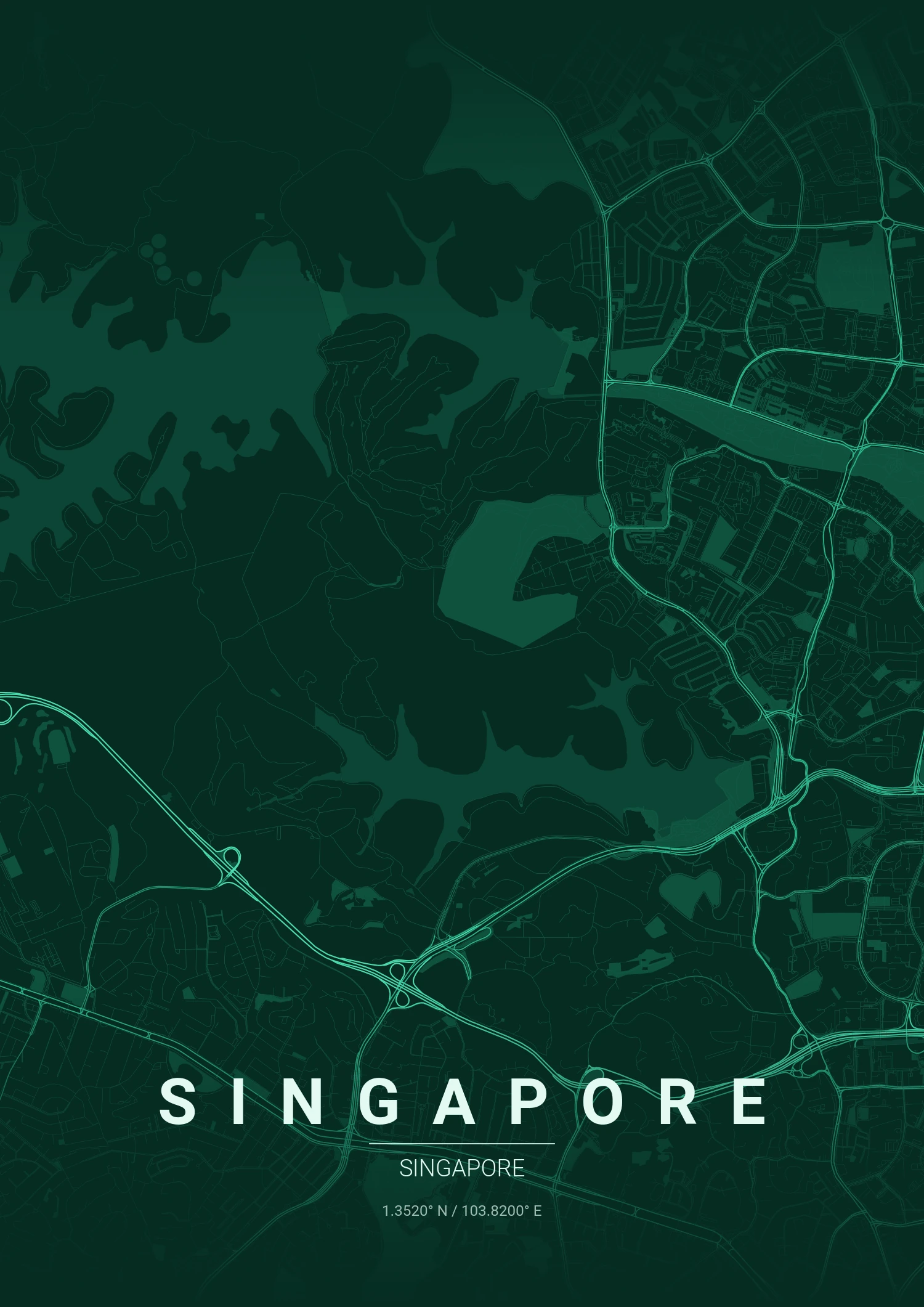 Singapore map poster in Emerald City style
