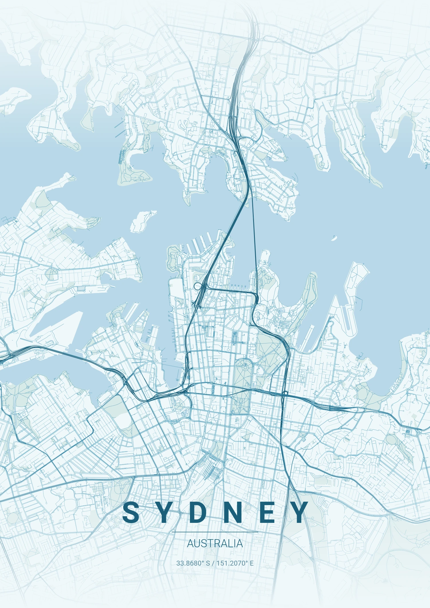 Sydney map poster in Ocean style